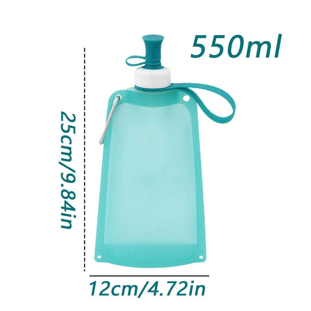 550ml Soft Folding Collapsibles Bottle Silicone Outdoor Sport Portable Water Bag Running Camping Z260314