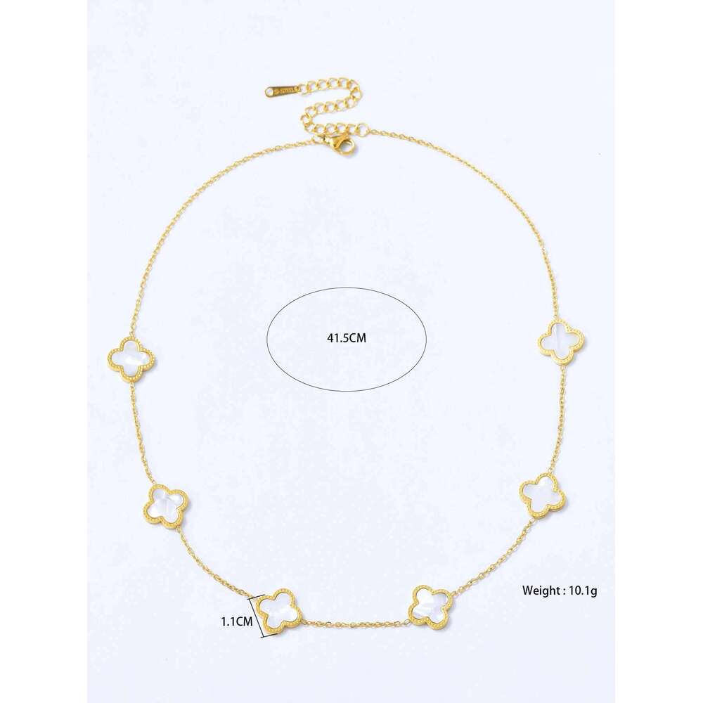 Elegant And Minimalist Stainless Steel 18K Gold Plated Cr Single-Sided Mother-Of-Pearl Necklace, Collarbone Chain H260312