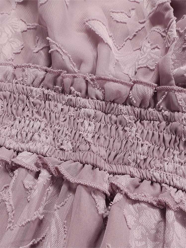 Maxi Dress Casual Summer V Neck Puff Sleeve High Waist Lace Up Dress Elegant Flowy Dress Sleeveless for Women Thigh Slit CrossoT260314