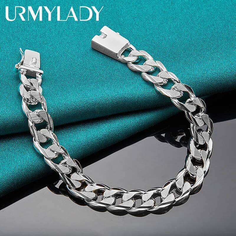 925 Sterling Silver 10mm Side Chain Bracelet Wedding Party Exquisite Charm Men Gift For Women Fashion Jewelry Z260313