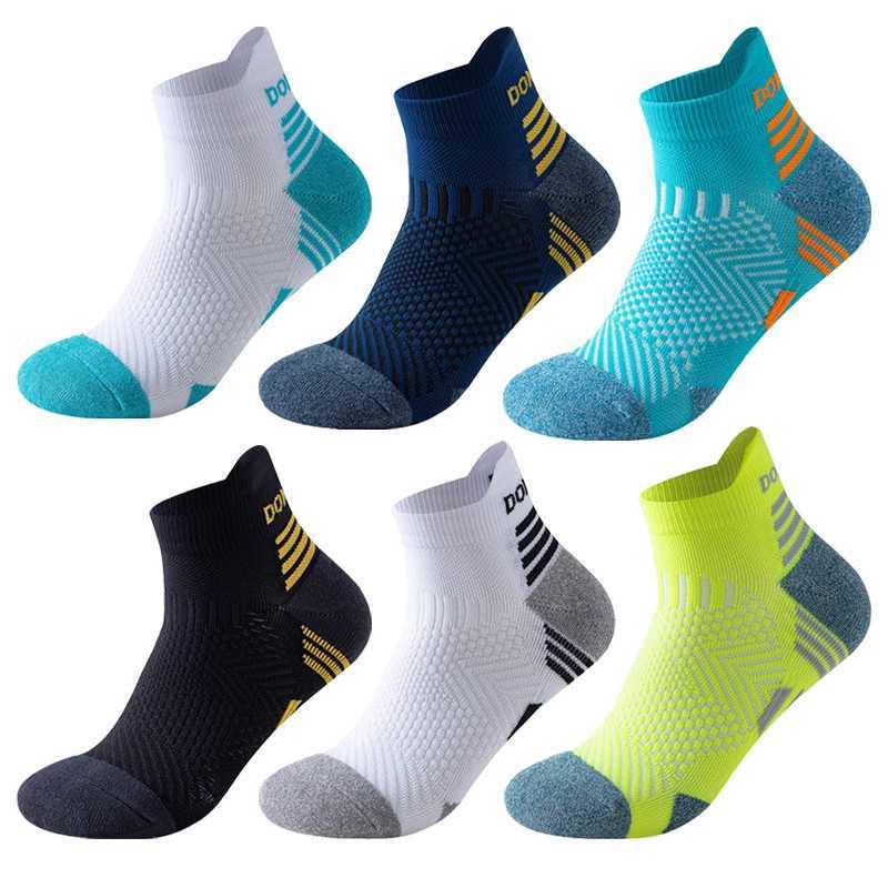 3 Pairs Marathon Socks Men Women Professional Sport Ankle Running Socks Thickened Cushioned Tube Low Cut Fitness Short Sock Mesh D260313