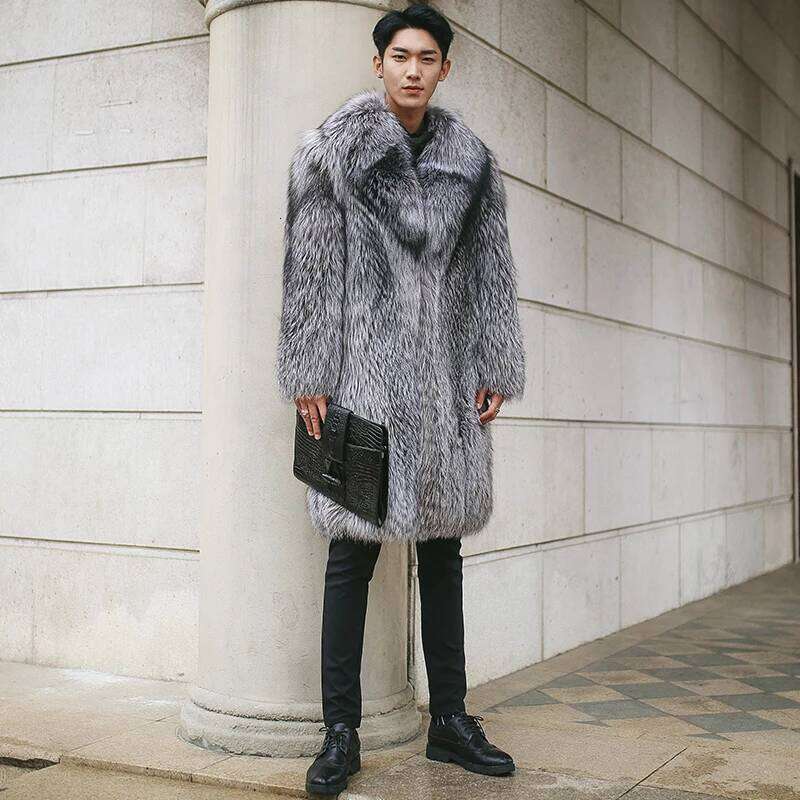 New specials imitation Fox hair long fur one body men's coat European and American large code jacket Z260313