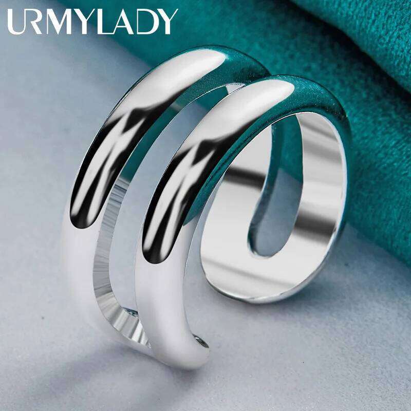 URMYLADY 925 Sterling Silver Double Round Adjustable Ring For Women Wedding Charm Engagement Fashion Jewelry H260312