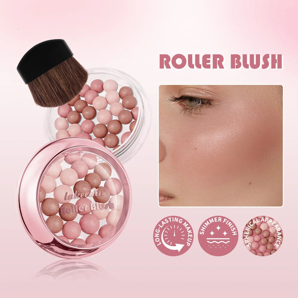 Lakerain ROLLER BLUSH Ball Blush Spherical Blush Pink Pearl Blush Delicate Brightening Female Exquisite Cosmetics 260305