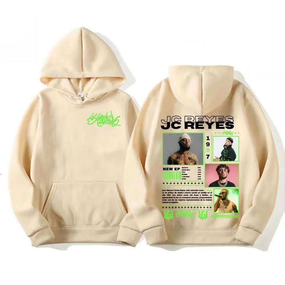 Rapero Jc Reyes album tour 2025 double-sided printed hoodie fashion trend sportswear Harajuku hip-hop punk pullover Z260315
