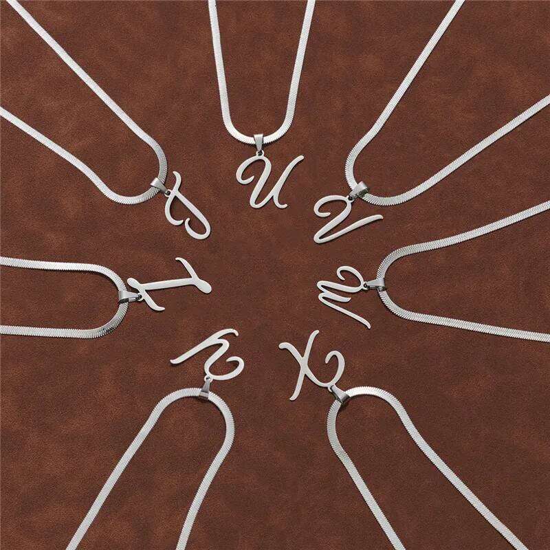 Dainty Initial Necklace Silver Color 26 Letters Snake Chain Necklaces for Women Girls Fashion Name Jewelry Choker Birthday Gifts H260312