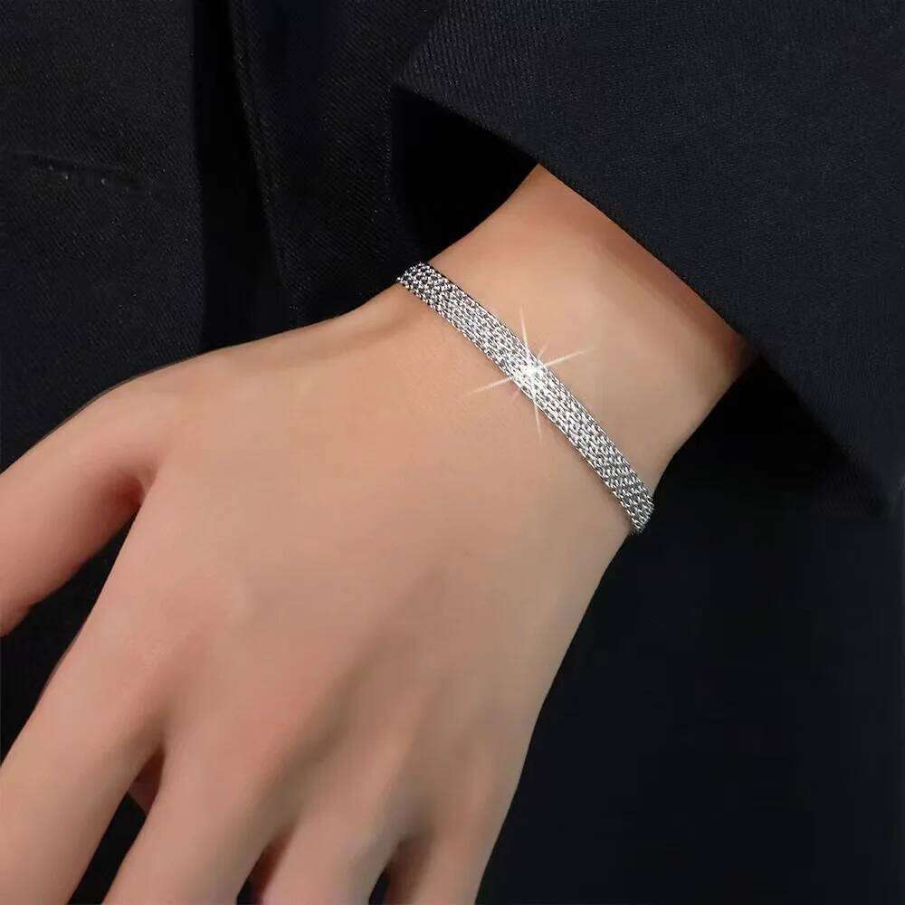 925 sterling Silver Bracelets Mesh chain for Women men Wedding Lady Noble Pretty Jewelry Fashion Nice Chain 20cm 8inch Z260313