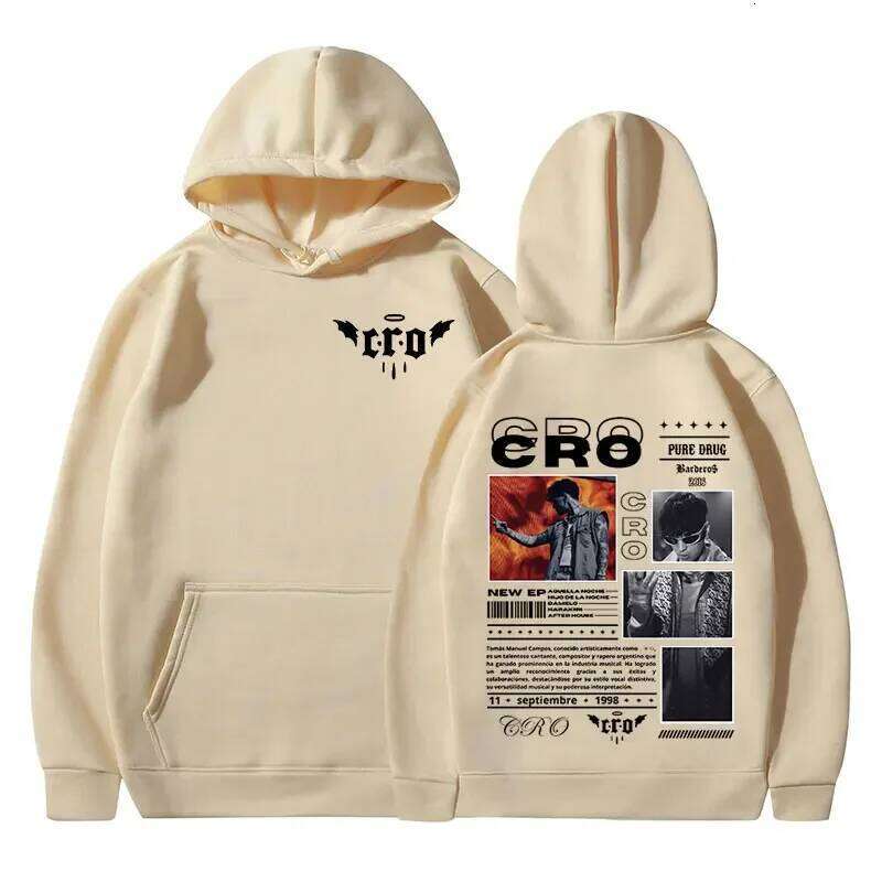 Rapper C.R.O Men's Retro Fashion Hip-hop Sweatshirt High-quality Casual Hoodie Streetwear Z260315