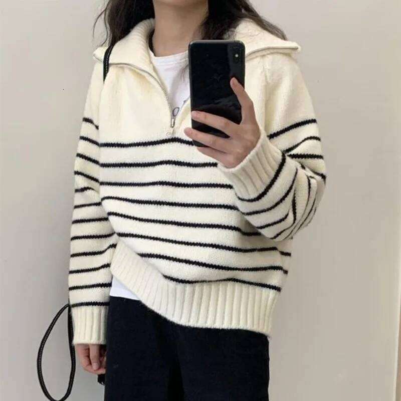 Fashion Striped Pullover Sweater Women Knitted Shirts Autumn Winter Female O-neck Knitwear Long Sleeve Casual Sweaters Knit Tops Z260314