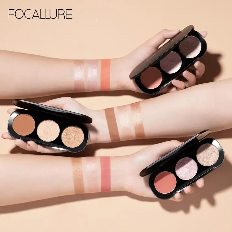 Focallure 3 In 1 Makeup Palette BlushHighlighter Face Matte Highlighter Powder Illuminated Bronzer Blusher Powder 260305
