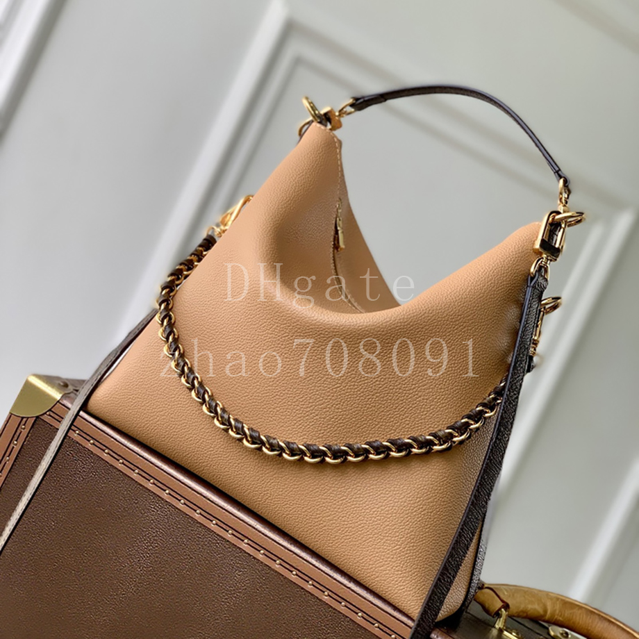 Calfskin Designer Hobo bag Coated Canvas trim Handbag 30cm Luxury Shoulder Bag Diamond quality With box LM11B