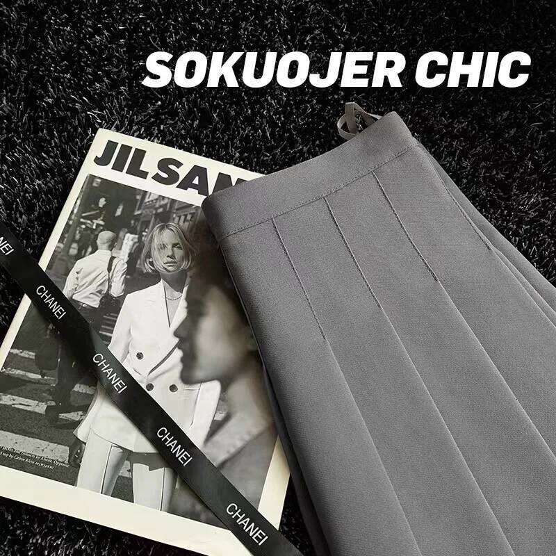 New Vintage Dark Grey Mini Women Ruffles Pleated Sexy Shorts Skirts Female Fashion 2024 Streetwear Mujer Faldas Z260314