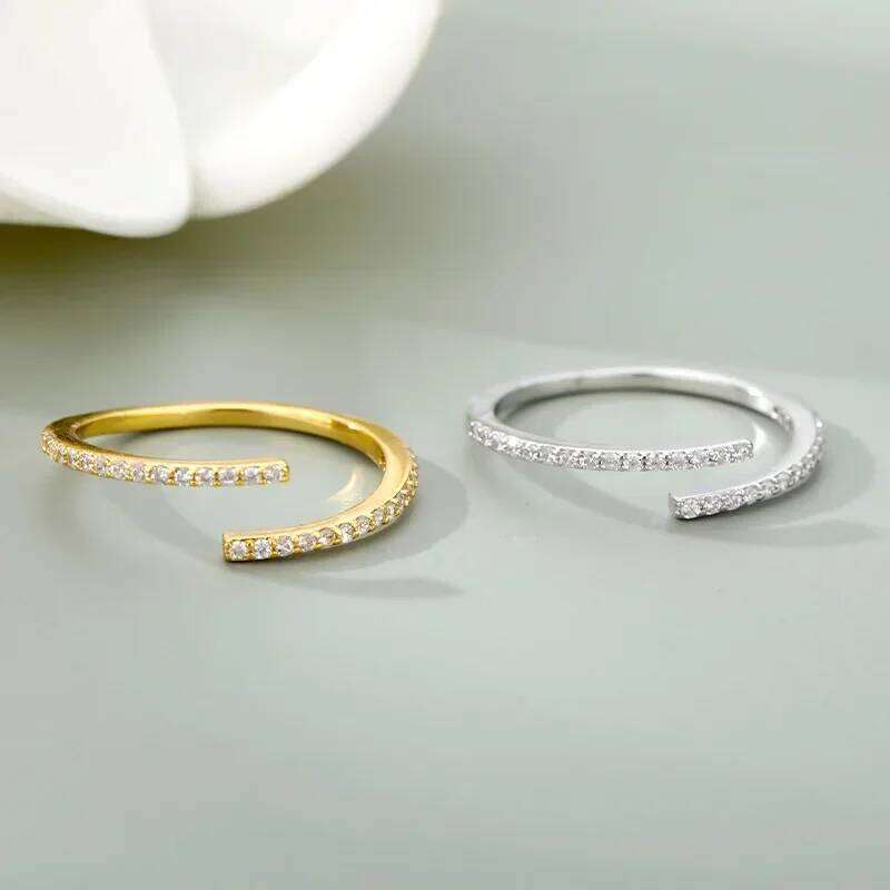 Exquisite Stainless Steel Line Double Layer Couple Opening Rings for Women Men Classic High Quality Gold Color Zircon Jewelry H260312