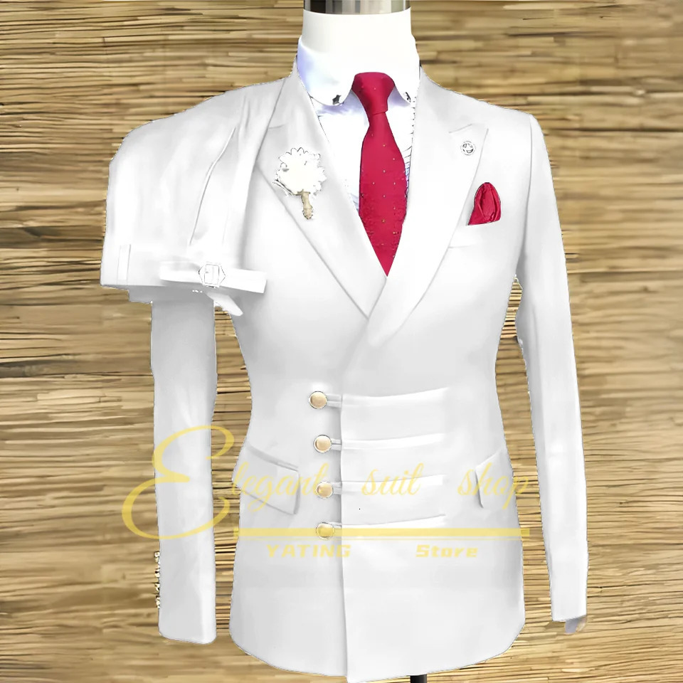 Formal Wedding Men Suits 2 Piece Jacket Pants Sets Double Breasted Male Clothing Costume 260312