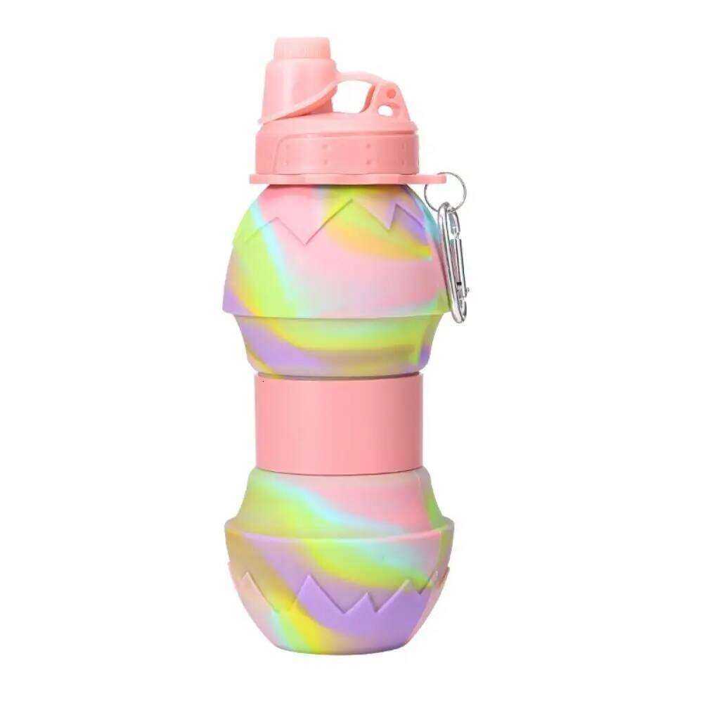 With Carabiner Folding Cups Silicone Multifunction Sport Large Capacity Anti-fall Portable Water Bottle Z260314