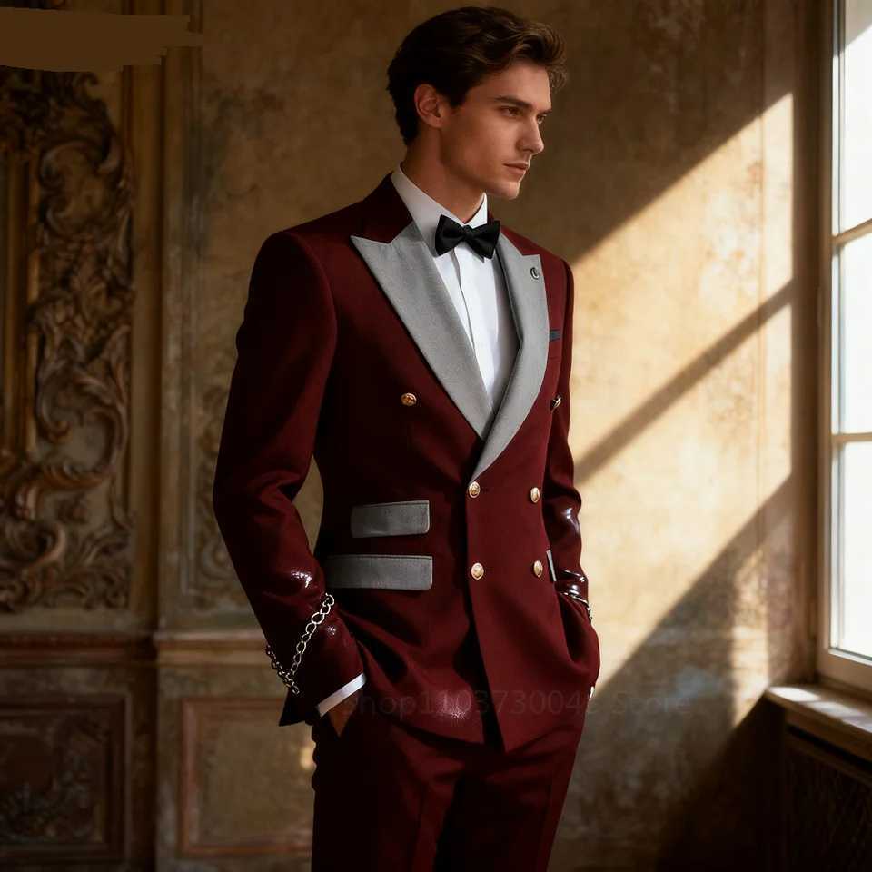 Wedding Men Suits XS-6XL Blazer Bridegroom Business Groom Wear Tuxedo Jacket Formal Costume Homme Party Double Breasted Coat M260313