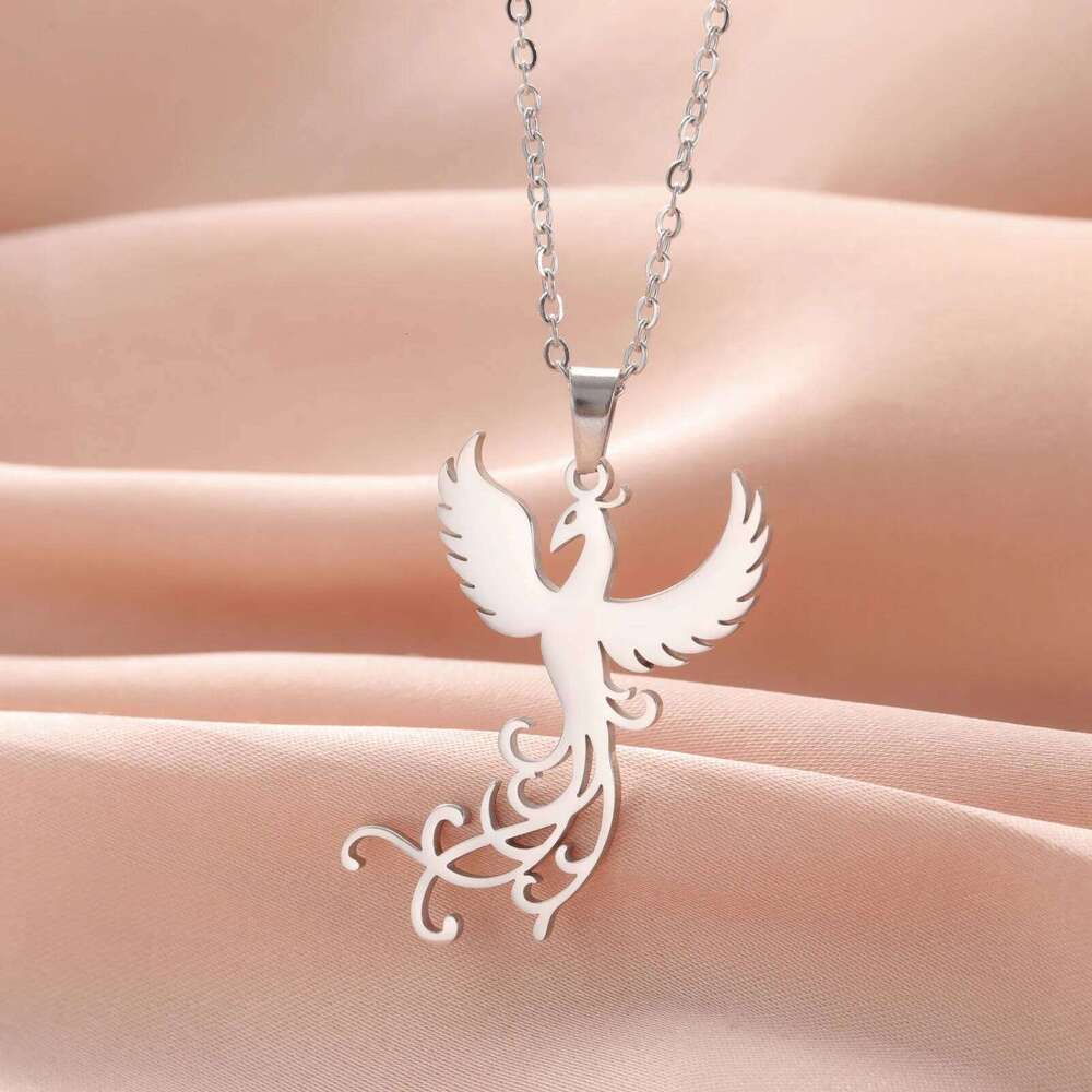 Exquisite Phoenix Flamingo Pendant Necklace Stainless Steel Animal Unisex Rebirth Bird Natural Talisman Jewelry H260312