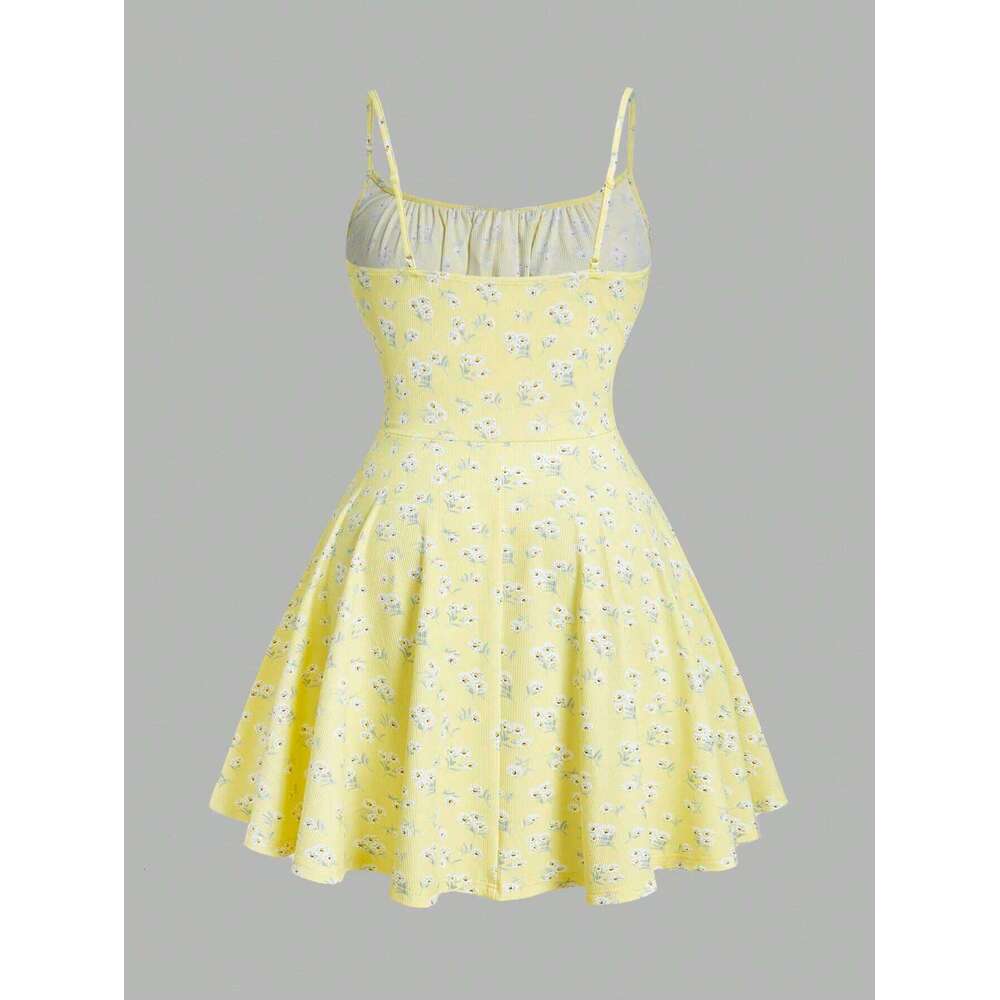 New fashion floral elegant sleeveless thin strap camisole dress