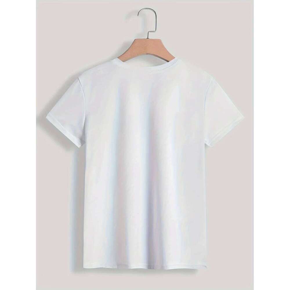 90s T Shirt Paris Women Print T-shirt Girl Short Sleeve Crew Neck Casual Top for Summer Spring Women's Clothing Z260314