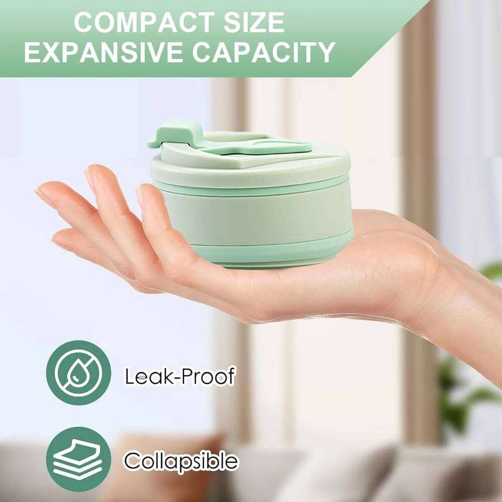 Leeseph Collapsible Travel Cup, Silicone Portable Drinking Mug with Lid Water, Coffee, Drinks for Hiking & Picnic350/500ML Z260313