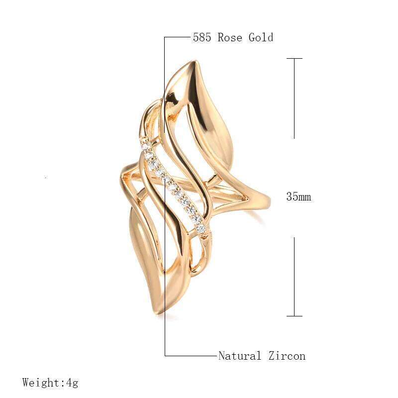 Kinel 2021 Trendy 585 Rose Gold Ring Bride Wedding Ethnic Natural Zircon Rings for Women Fashion Fine Jewelry H260312