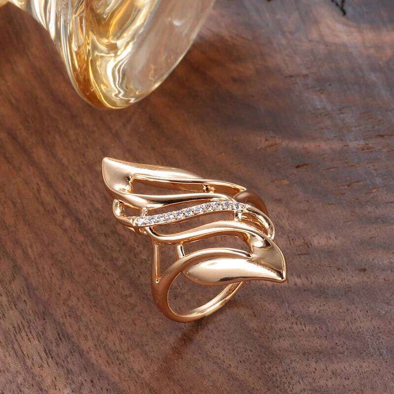 Kinel 2021 Trendy 585 Rose Gold Ring Bride Wedding Ethnic Natural Zircon Rings for Women Fashion Fine Jewelry H260312