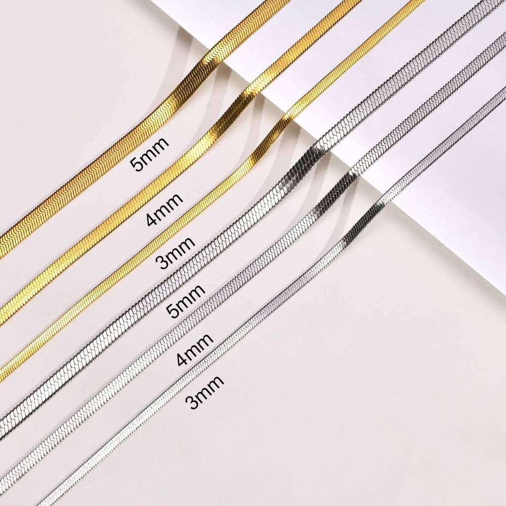 Stainless Steel Width 3mm/4mm/5mm Flat Snake Chain Choker Necklaces for Men H260312