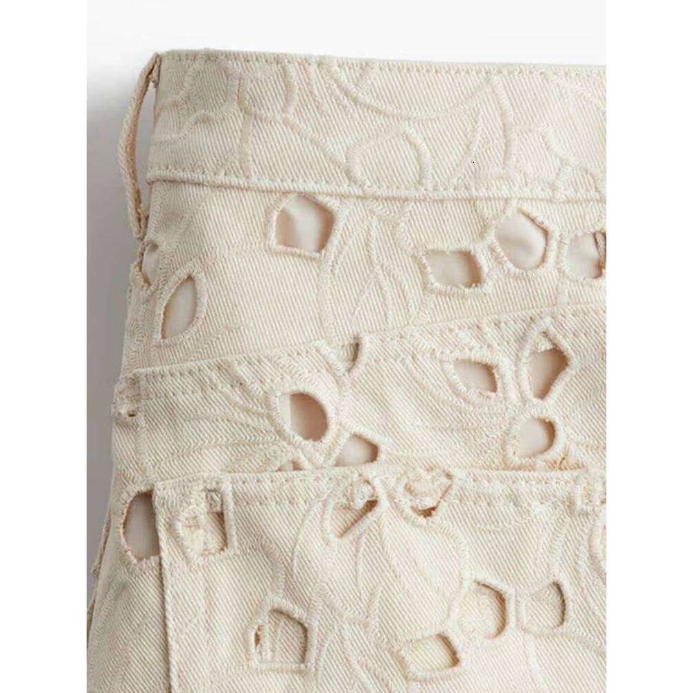 Hole Women's Jeans Fashion Flower High Waist Hollow Out Loose Female Solid Denim Trousers 2025 Spring Summer New Streetwear Pant Z260313