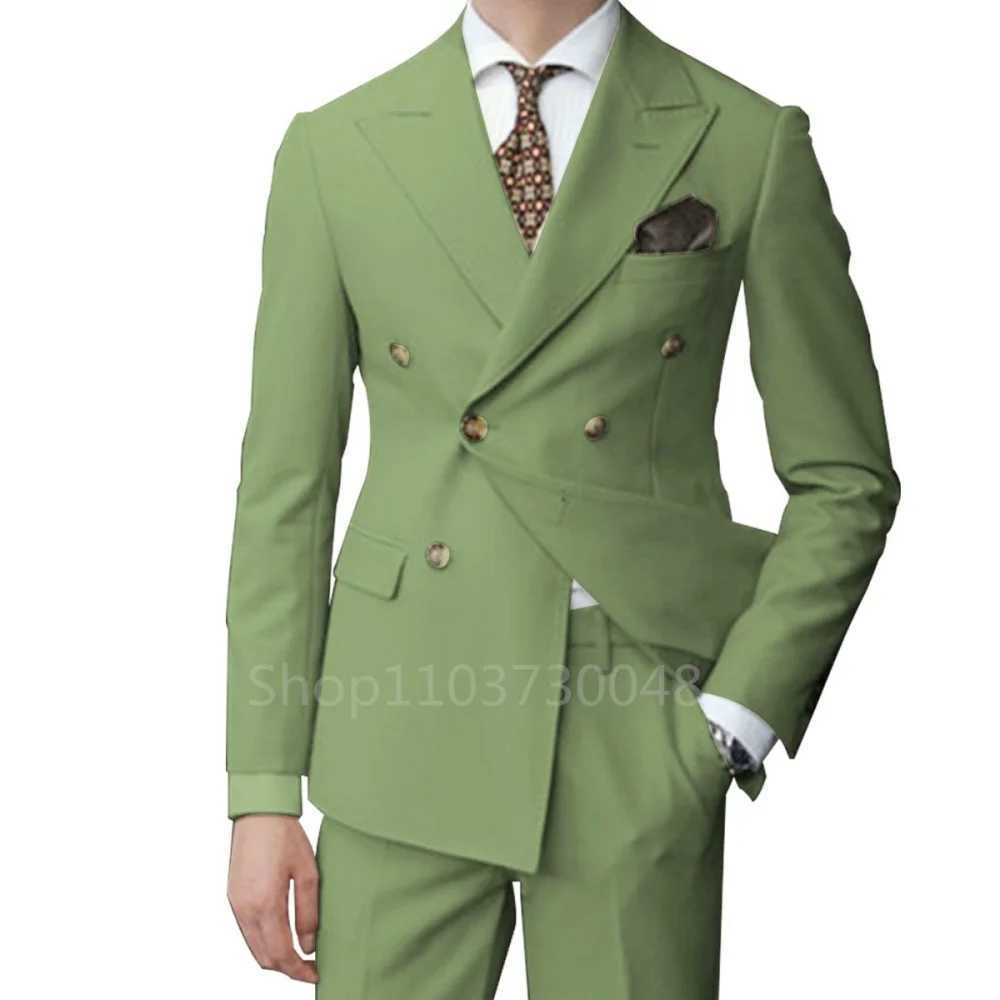 Fashion Style 2 Piece Wedding Men Suits Slim Fit Peak Lapel Blazer Pants Formal Business Party Groom Wear Tuxedos Costume Homme M260313