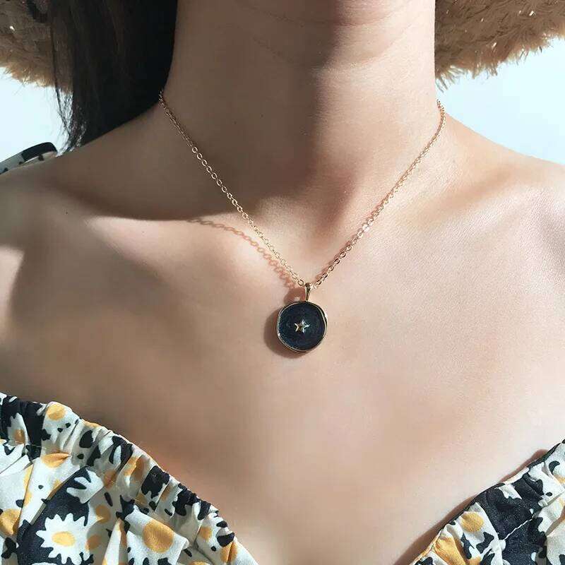 Colorful Moon Star Lightning Pendant Necklaces For Women Girls Enamel Fashion Party Daily Jewelry Trendy Clavicle Chain Necklace H260312