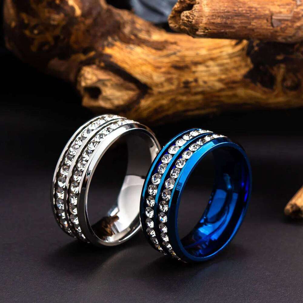Stainless Steel Couple Ring Zircon Decor Simple Fashion Party Finger Accessories Jewelry Birthday Gift For Women Men H260312