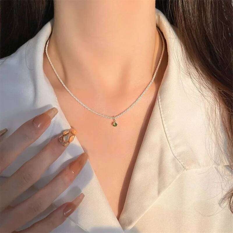 2025 New Sparkling Silver Color Necklace with White Zircon Pendant Women Trendy Clavicle Chain Choker Wedding Party Jewelry Gift H260312