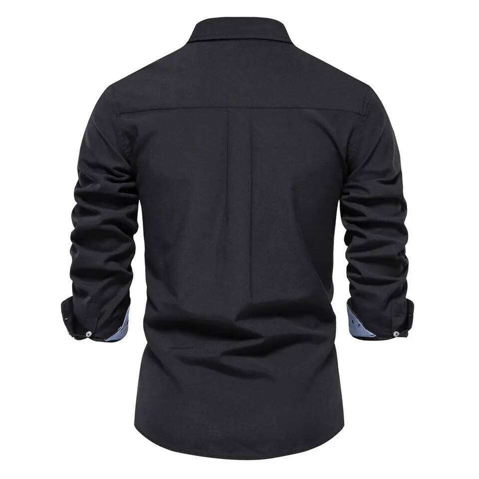 New Spring Cotton Blend Men S Oxford Shirt Long Sleeve Button Down Social Buinesss Casual Shirts For Men