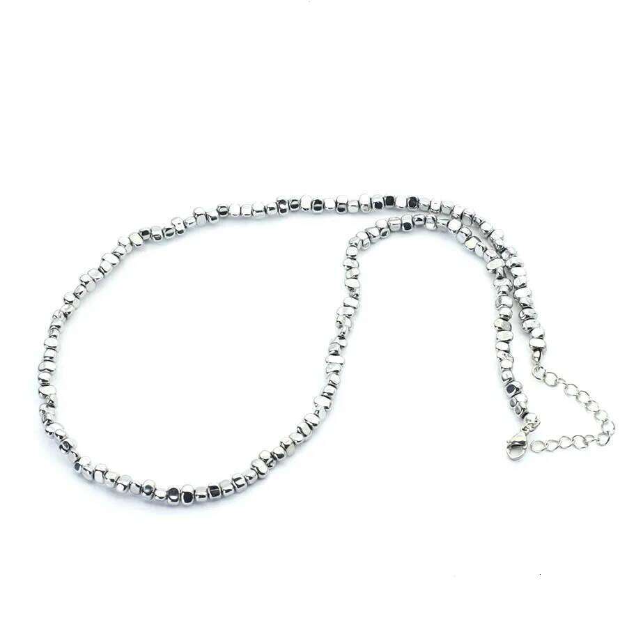 New Handmade Men Healing Necklace Irregular Hematite Stone Beads Energy Jewelry Short Collar Hiphop Neck Accessories Hombre H260312