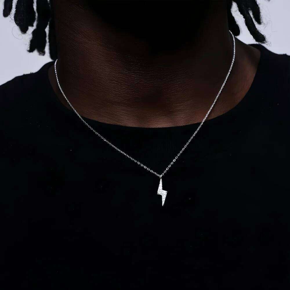 Hip Hop Men Zircon Stainless Steel Lightning Pendant Simple Punk Necklace For Women Retro Party Jewelry H260312