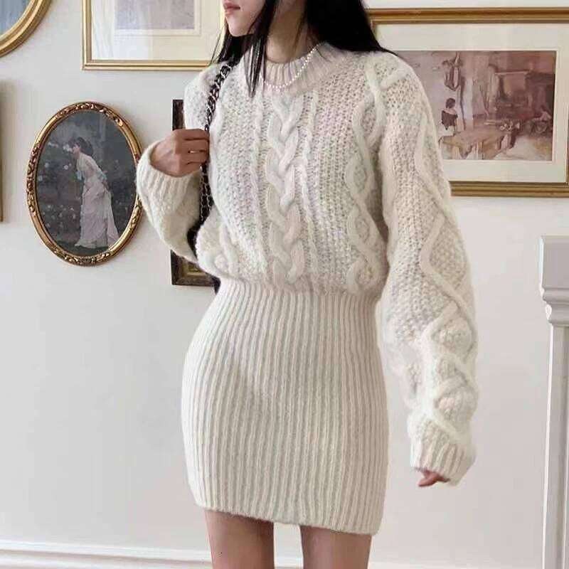 Bodycon Knit Chunky Cable-knit Long Sleeve Ribbed Mini Sweater Dress Women Autumn Winter Outfit Z260313