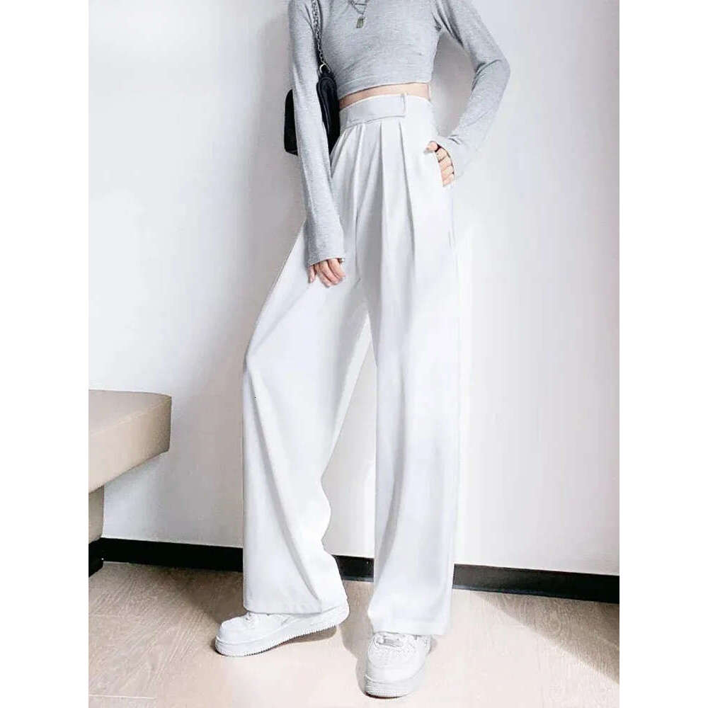 Jielur Brown Wide Leg Women Classic Suit Vintage Palazzo Office Elegant Casual Black Trousers Female High Waist Pants Z260314