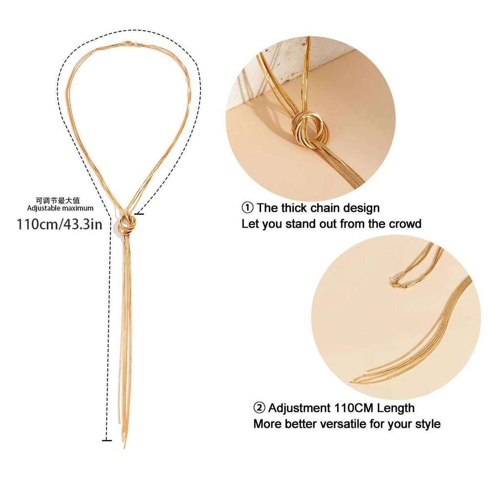 Long Tassels Sweater for Women Trendy Charms Chunky Chain Necklace 2022 LadiesFashion Jewelry Accessories on Neck H260312