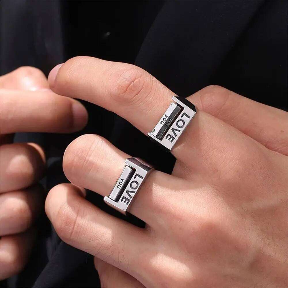 Creative Fidget Adjustable Silver Rotatable Mood Control Ring Jewelry Gift H260312