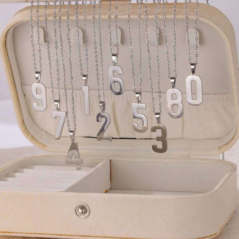 Stainless Steel Angel 0 1 2 3 4 5 6 7 8 9 Necklace For Women Men Lucky Number Gold Color Chain Necklaces Jewelry Gift H260312