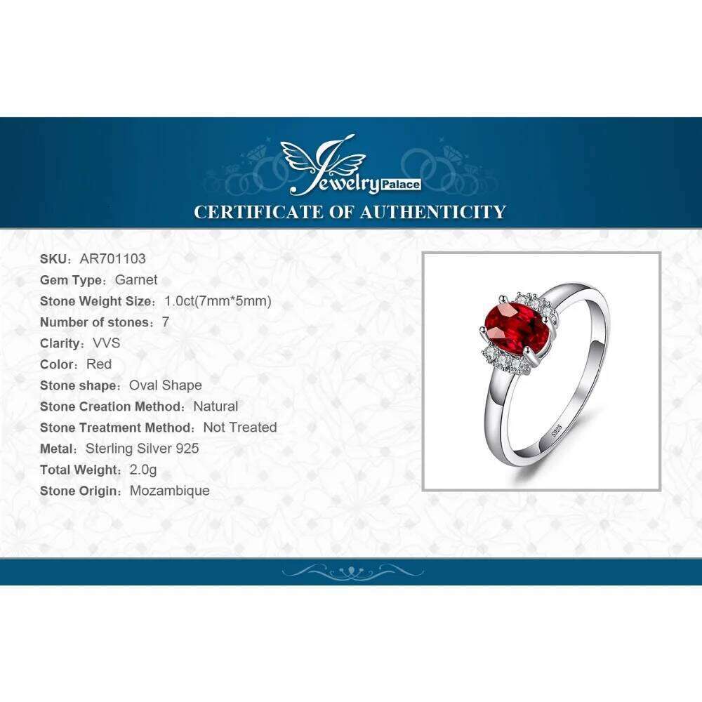 JewelryPalace Oval Natural Red Garnet 925 Sterling Silver Rings for Women Fashion Engagement Gemstone Birthstone Jewelry H260312