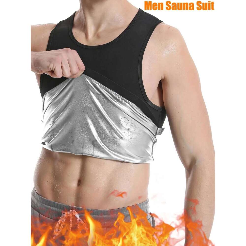 Men's Sauna Suit Shirt - Heat Trapping Sweat Compression Vest, Shapewear Top, Gym Exercise Versatile Shaper Waist 26Y0313