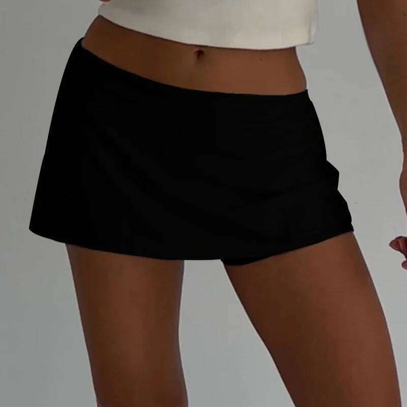 New Fashion Women Solid Satin Short Skirt Y2k Chic Side Zipper Mini Skirts Built In Shorts Vintage High Waist Streetwear Z260314