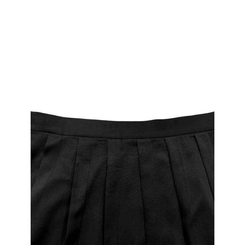 Plus Size 1XL-5XL Women's Fashionable Solid Color Versatile Comfortable Pleated Skirt Z260314