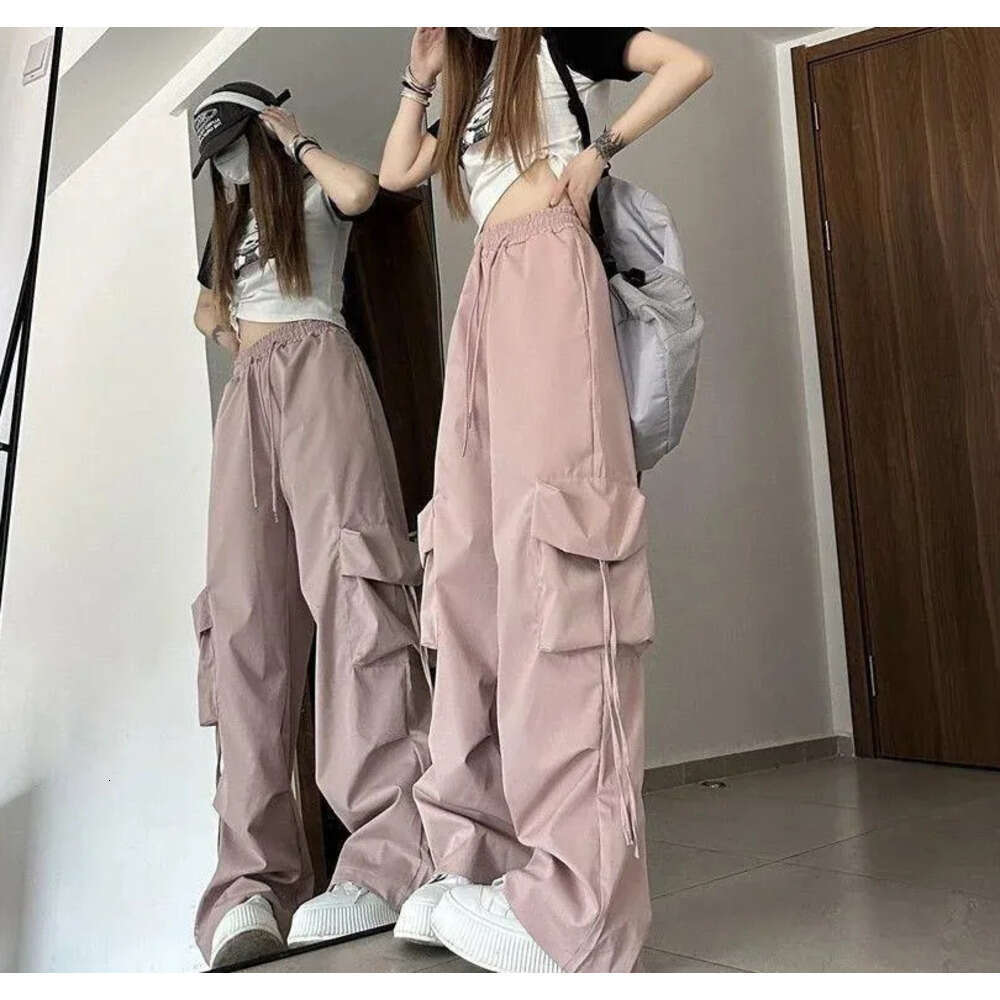 Retro Vintage High Street Baggy Pants Fashion Women Oversized Drawstring Pocket Pant Casual Streetwear Loose Jogger Trousers Z260314