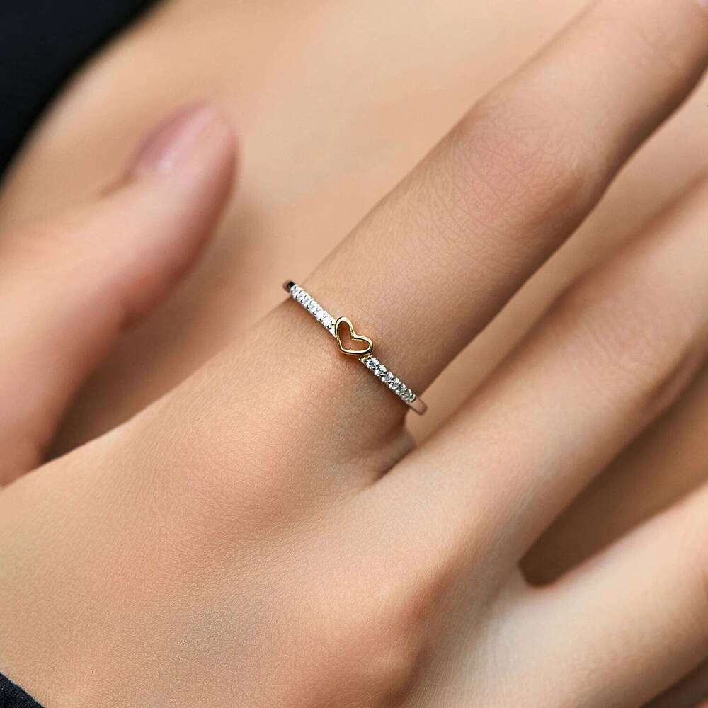 MODIAN 925 Sterling Silver Simple Romantic Heart Finger Ring Trendy Metallic Contrast Design Rings For Women Fine Jewelry H260312