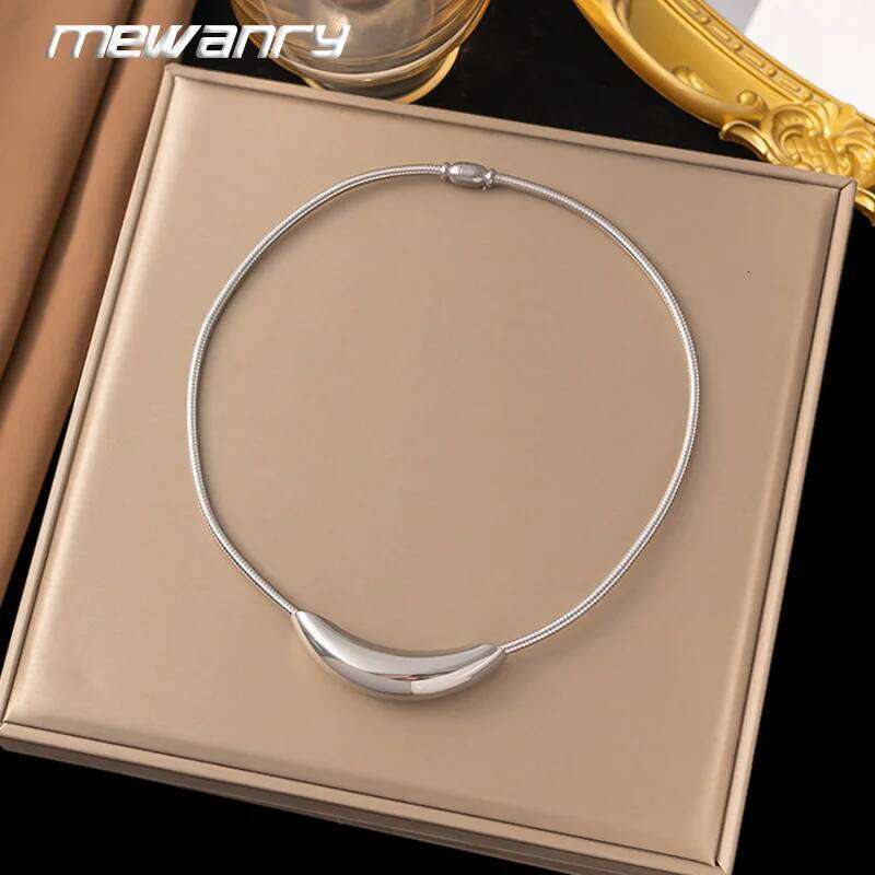 Mewanry 316L Stainless Steel Arc Geometric Necklace For Women Minimalist Trendy Classic Hip Hop Non-fading Birthday Jewelry Gift H260312