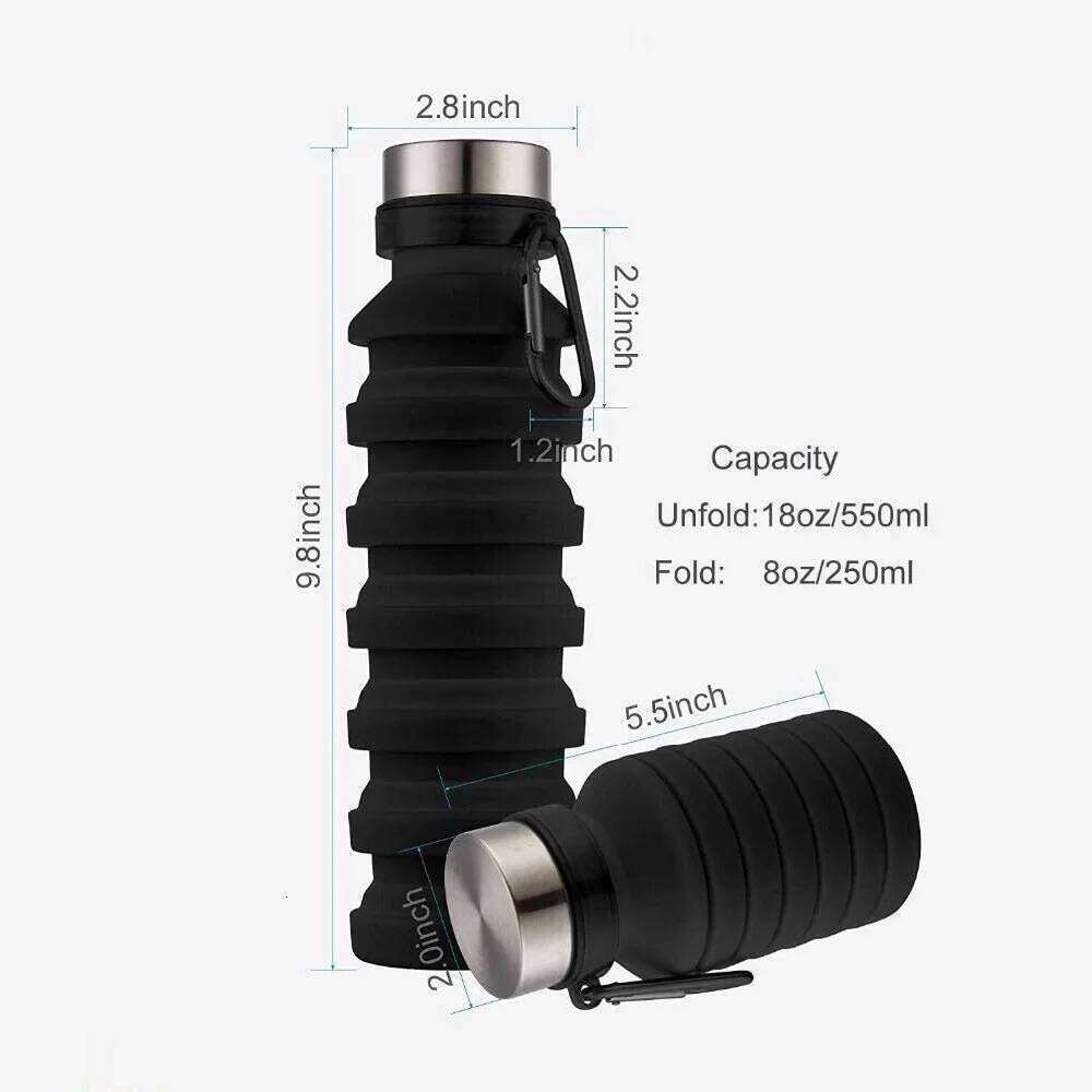 550ML Portable Collapsible Bottle BPA Free Leak Proof Silicone Reuseable Outdoor Camping Foldable Sport Water Bottles Z260314