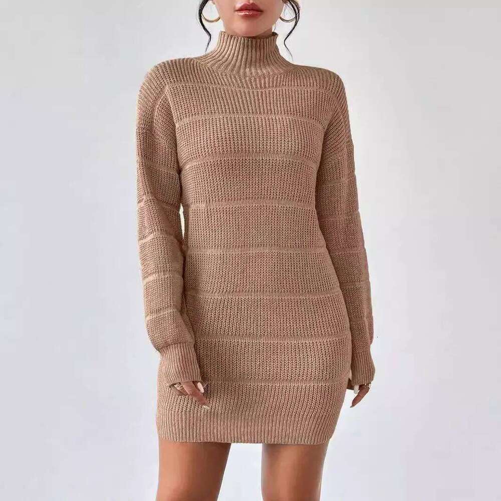 Women Versatile Sexy Hip-hugging Fashion Solid Party Dresses Female Half Turtleneck Loose Mini Dress Autumn Winter Vestido Z260313