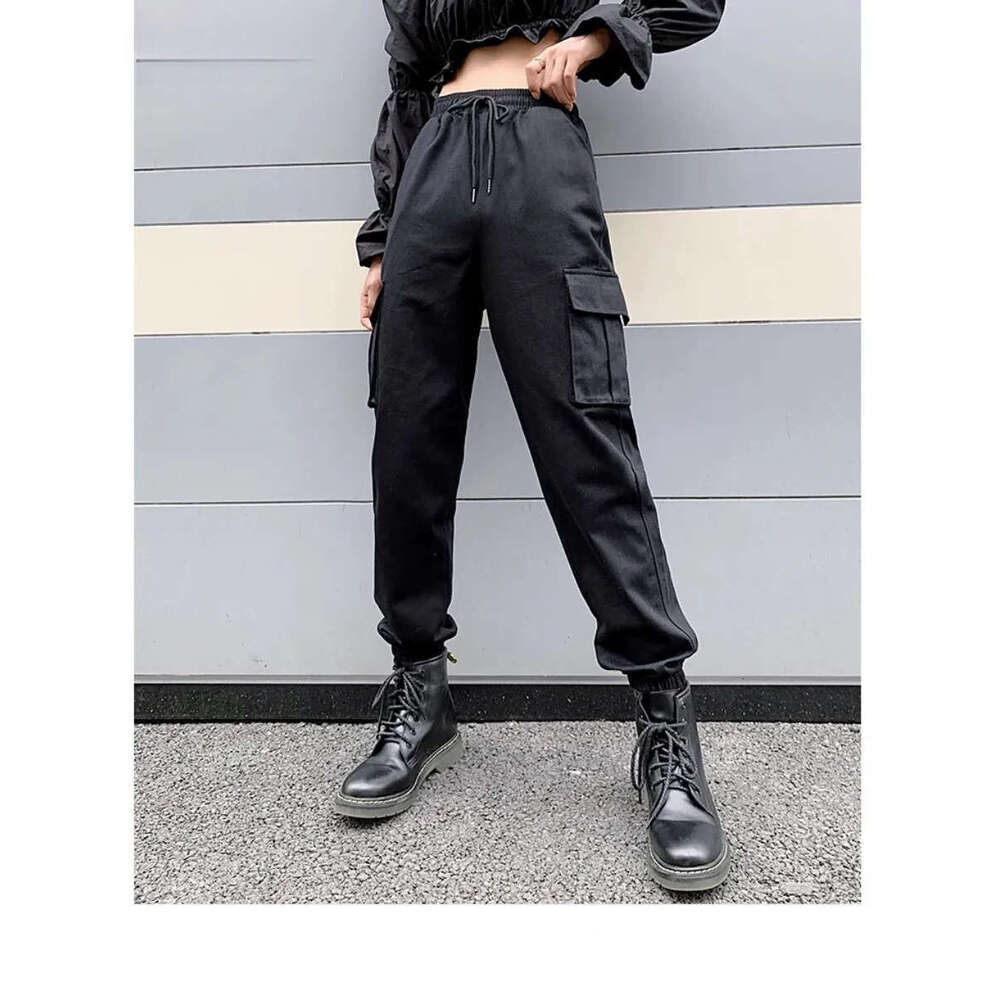 YSZWDBLX Spring Summer Women Casual Loose Cargo Drawstring Pockets Solid Ankle-Length Elastic Pants Womens Bottoms Z260312